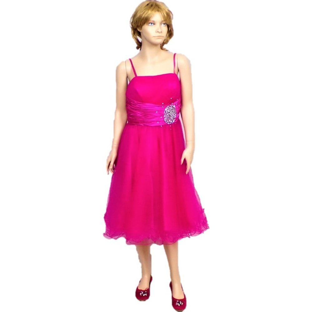 POLY size S fuchsia fit/flare OTS party dress